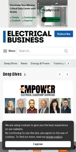Forhåndsvisning av nettstedet Electrical Business, medium fra USA for sponsede artikler