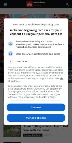Forhåndsvisning av nettstedet Mobile Mode Gaming, medium fra USA for sponsede artikler
