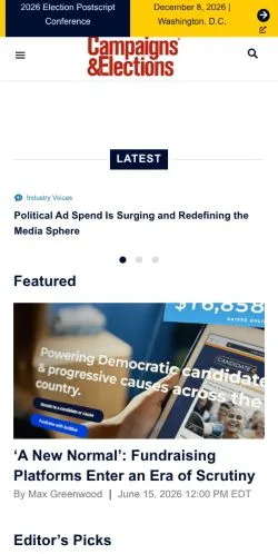 스폰서 기사용 미국 매체 Campaigns & Elections 사이트 미리보기