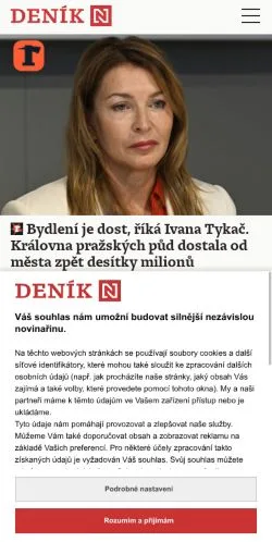 Podgląd witryny Deník N, medium z kraju Czechy do artykułów sponsorowanych