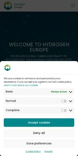 Anteprima del sito Hydrogen Europe Home, media di Regno Unito per articoli sponsorizzati