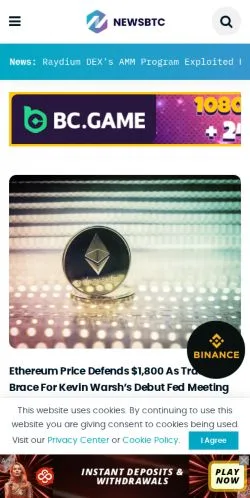 Anteprima del sito NewsBTC, media di Stati Uniti per articoli sponsorizzati