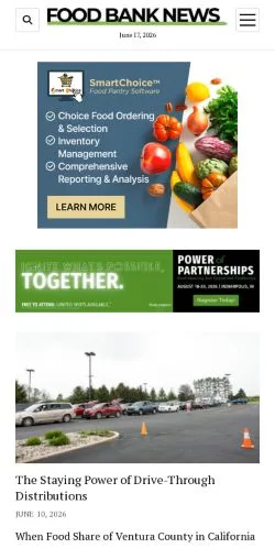 Podgląd witryny Food Bank News, medium z kraju Stany Zjednoczone do artykułów sponsorowanych