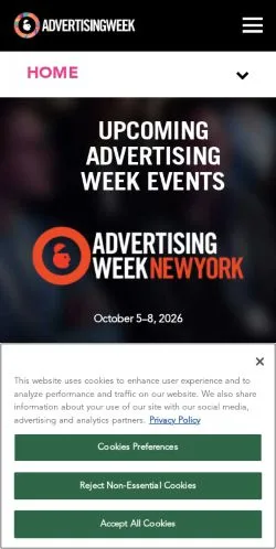 Vista previa del sitio Advertising Week, medio de Estados Unidos para artículos patrocinados