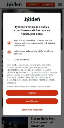 Anteprima del sito Týždeň, media di Slovacchia per articoli sponsorizzati