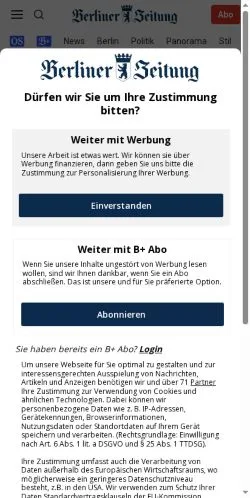 Anteprima del sito Berliner Zeitung, media di Germania per articoli sponsorizzati