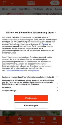 Podgląd witryny Berliner Kurier, medium z kraju Niemcy do artykułów sponsorowanych