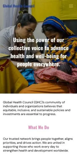 Vista previa del sitio Global Health Council, medio de Estados Unidos para artículos patrocinados