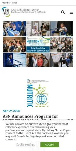 Anteprima del sito American Society For Nutrition, media di Stati Uniti per articoli sponsorizzati