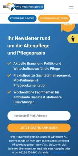 Anteprima del sito PRO PflegeManagement, media di Germania per articoli sponsorizzati