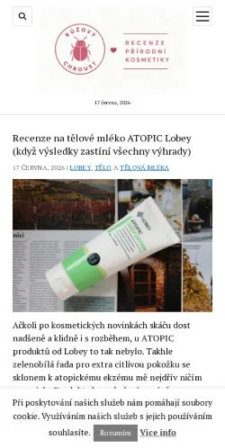 Anteprima del sito Růžový chroust, media di Cechia per articoli sponsorizzati