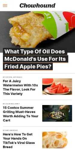 Forhåndsvisning av nettstedet Chowhound, medium fra USA for sponsede artikler