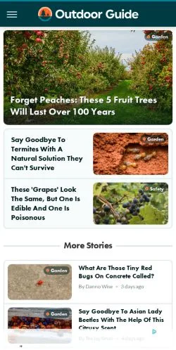Preview of the Outdoor Guide website, a media outlet in United States for sponsored articles