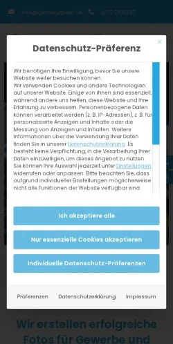 Förhandsvisning av webbplatsen Glamourpixel, medium i Tyskland för sponsrade artiklar