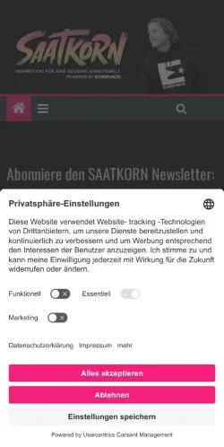 Podgląd witryny SAATKORN, medium z kraju Niemcy do artykułów sponsorowanych