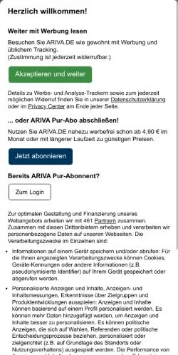 Vorschau der Website ARIVA, Medium aus Deutschland für gesponserte Artikel