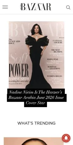Podgląd witryny Harper's Bazaar Arabia, medium z kraju Stany Zjednoczone do artykułów sponsorowanych