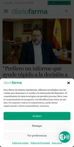 Anteprima del sito Diariofarma, media di Spagna per articoli sponsorizzati