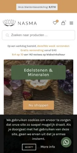 スポンサード記事向けのベルギーメディア、Nasma Spiritueleのサイトプレビュー