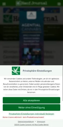 Aperçu du site Hanfjournal, média de Allemagne pour articles sponsorisés