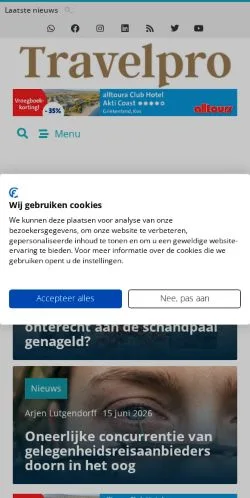 Anteprima del sito TravelPro, media di Paesi Bassi per articoli sponsorizzati