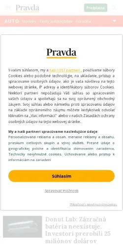 Podgląd witryny Pravda Auto, medium z kraju Słowacja do artykułów sponsorowanych