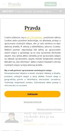Podgląd witryny Názory Pravda, medium z kraju Słowacja do artykułów sponsorowanych