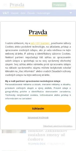 Anteprima del sito Pravda Veda a Technika, media di Slovacchia per articoli sponsorizzati