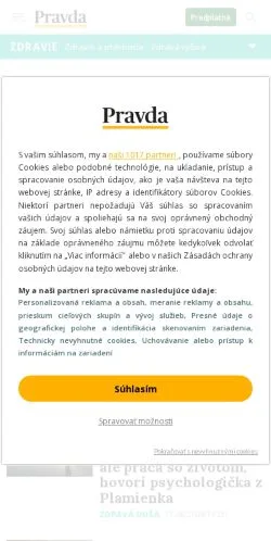 Anteprima del sito Zdravie Pravda, media di Slovacchia per articoli sponsorizzati