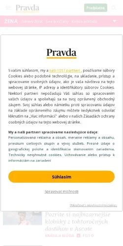 Podgląd witryny Žena Pravda, medium z kraju Słowacja do artykułów sponsorowanych