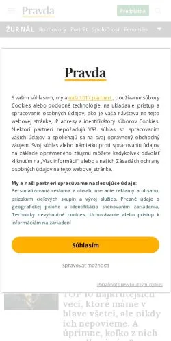 Anteprima del sito Žurnál Pravda, media di Slovacchia per articoli sponsorizzati