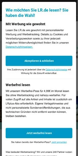 Anteprima del sito Lausitzer Rundschau, media di Germania per articoli sponsorizzati