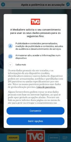 Anteprima del sito TV Guia, media di Portogallo per articoli sponsorizzati