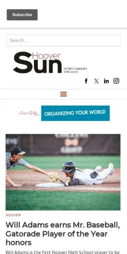 Preview of the The Hoover Sun website, a media outlet in United States for sponsored articles