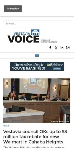 Anteprima del sito Vestavia Voice, media di Stati Uniti per articoli sponsorizzati