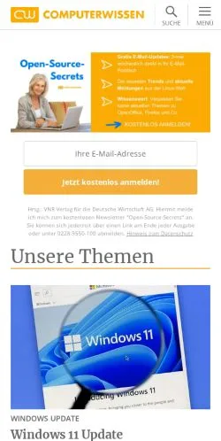 スポンサード記事向けのドイツメディア、Computerwissenのサイトプレビュー