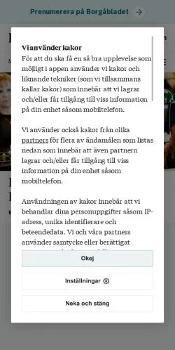 Voorbeeld van de site Borgåbladet, medium uit Finland voor gesponsorde artikelen