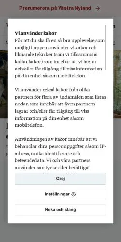 Podgląd witryny Västra Nyland, medium z kraju Finlandia do artykułów sponsorowanych