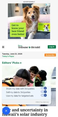 Anteprima del sito Hawaii Tribune-Herald, media di Stati Uniti per articoli sponsorizzati