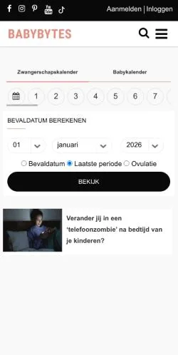 Voorbeeld van de site Babybytes, medium uit Nederland voor gesponsorde artikelen