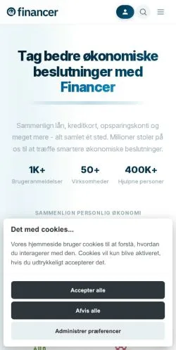 Aperçu du site Financer, média de Danemark pour articles sponsorisés