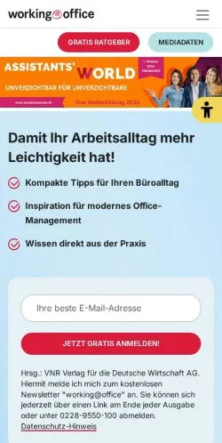 Forhåndsvisning af Working@Office, medie fra Tyskland til sponsorerede artikler