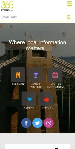 Podgląd witryny 365 Bristol, medium z kraju Wielka Brytania do artykułów sponsorowanych