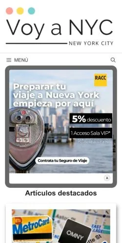 Vista previa del sitio - Blog de Nueva York, medio de España para artículos patrocinados