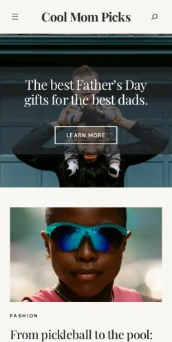 Preview of the Cool Mom Picks website, a media outlet in United States for sponsored articles