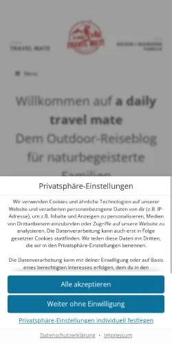Podgląd witryny A Daily Travel Mate, medium z kraju Niemcy do artykułów sponsorowanych