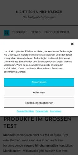 Sponsorlu makaleler için Almanya medyası NichtFisch NichtFleisch sitesinin önizlemesi