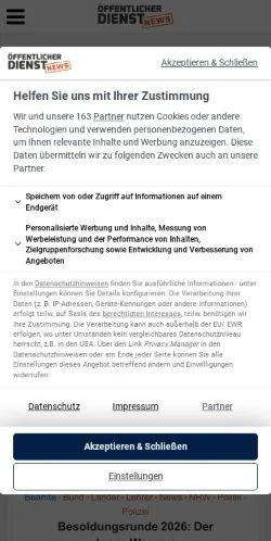 Anteprima del sito Öffentlicher Dienst News, media di Germania per articoli sponsorizzati