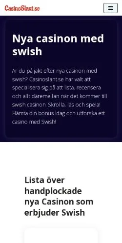 Anteprima del sito Nya Casino Med Swish, media di Svezia per articoli sponsorizzati