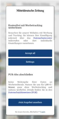 Forhåndsvisning af Mitteldeutsche Zeitung, medie fra Tyskland til sponsorerede artikler